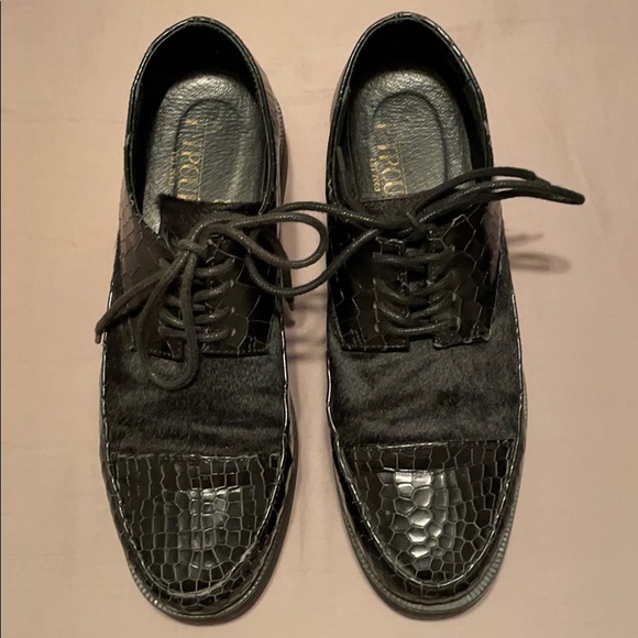F-TROUPE CREEPER OXFORD PONY HAIR & REPTILE SHOES - Picture 2 of 8